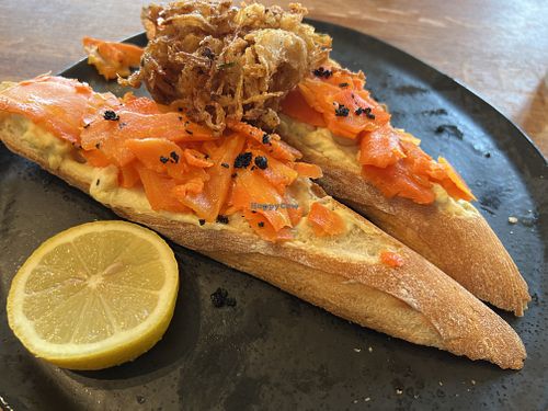 Carrot lox Tartine  #Veganuary at Revolution Winery and Kitchen in Sacramento