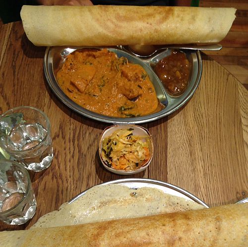 curry dosa and kim chi  at The Lotus-Heart Restaurant in Christchurch