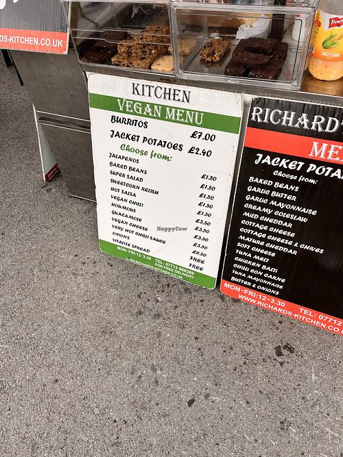 updated vegan options and prices  at Richard's Kitchen - Food Stall in Coventry
