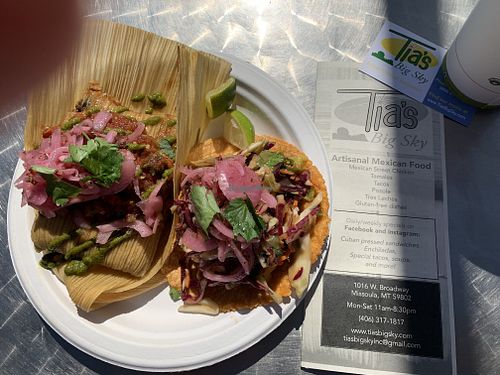 Vegan tamale and taco, both delicious  at Tia's Big Sky in Missoula