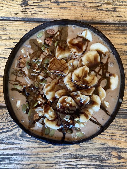 Snickers smoothie bowl, too good!  at Bean Me Up in Goa