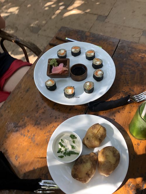 Sushi and baked potatoes  at Bean Me Up in Goa