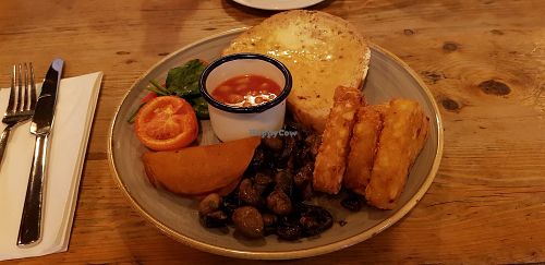Vegan breakfast minus falafel extra hash brown at Unico Lounge  in Wilmslow