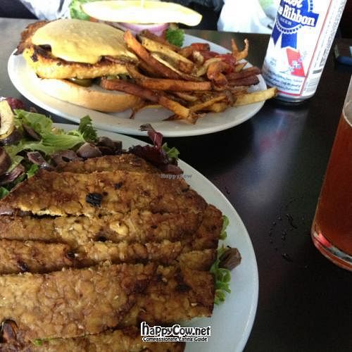 Greek  salad with tempeh, and the Cougat Club.  at Hungry Tiger in Portland