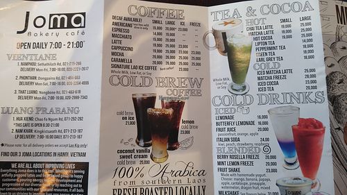 Menu2/2 at Joma Bakery Cafe - That Luang in Vientiane