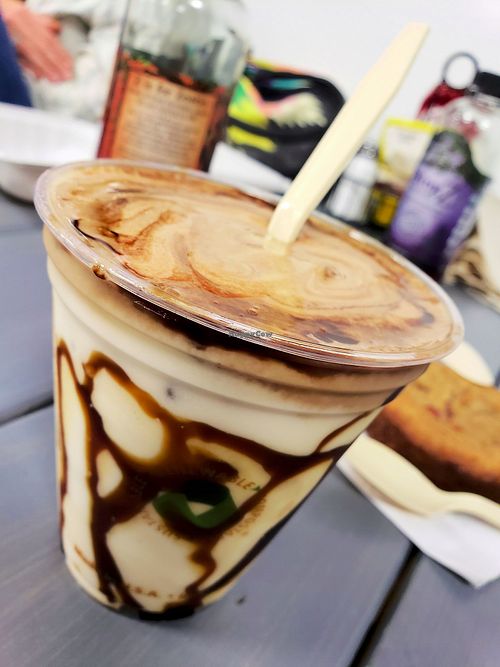 the chocolate turtle shake. yummy  at Meta Burger in Denver