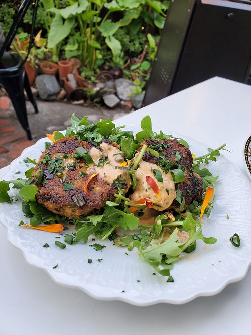 Crappy Patties from tofu at Fog Eater Cafe in Mendocino