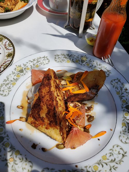 Cornbread French toast at Fog Eater Cafe in Mendocino