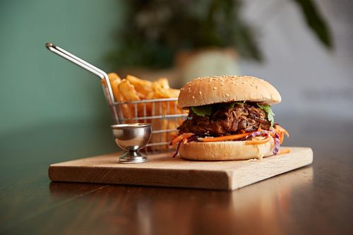 BBQ pulled Jackslaw burger ... a huge favourite! at Yalla Yalla in Hamilton