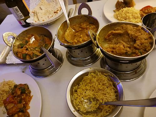 Bhindi masala, larka Dale, chana masala & lemon rice at Crown of India in Altea
