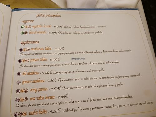 Vegan and Vegetarian options at Crown of India in Altea