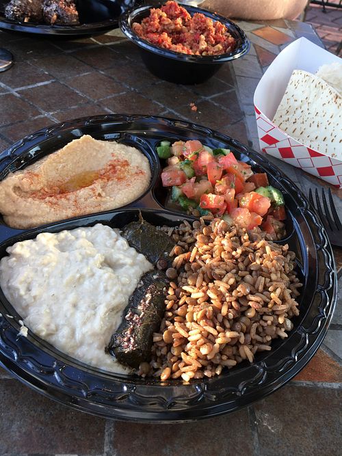 Delicious veg combo plate at Petra Mediterranean Restaurants in Tehachapi