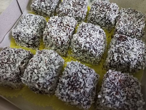 Vegan lamingtons (by request) at Biscotti House in Chiang Mai