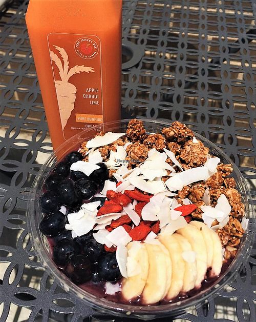 Acai bowl-build your own with organic, cold-pressed juice at Pure Juicery Bar in Cary