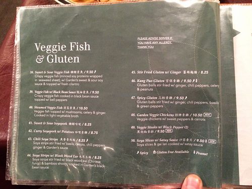 Menu page 4. at Affinity Vegetarian Garden in Winnipeg