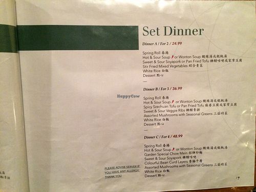 Menu page 7. at Affinity Vegetarian Garden in Winnipeg