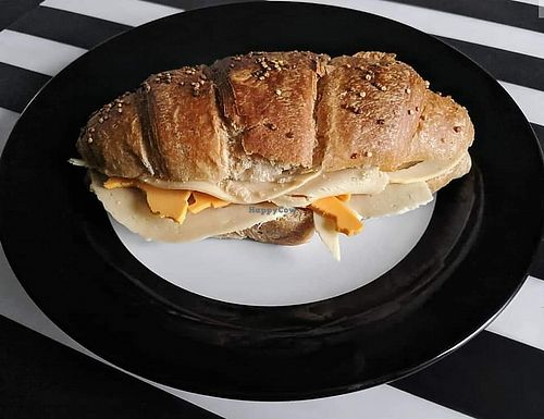 Savory croissant that I took home and filled with vegan cheese and vegan Quorn chicken slices at Domu in Bangor