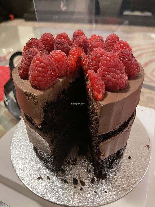 4 inch vegan raspberry chocolate cake - good for 4 pretty large slices or 6 good slices   at The Cakery - Lee Garden in Hong Kong Island