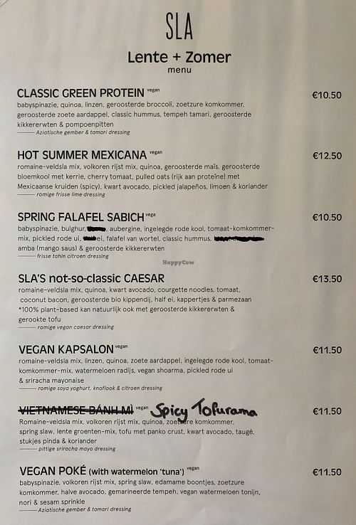 Spring Summer 2020 menu at SLA - Oude Binnenweg in Rotterdam