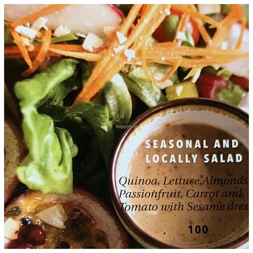 The pic from them menu of the amazing salad I had. at Man & The Figs in Bangkok