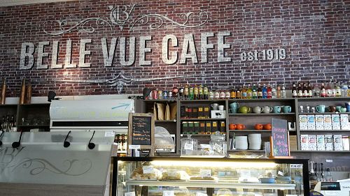 Vegan sweets in glass cabinet, kombucha drinks, etc at Belle Vue Cafe in Warwick