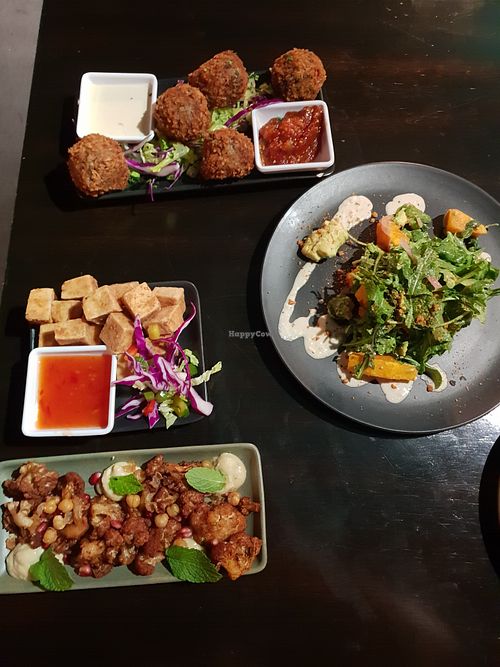 Roasted Cauliflower 
Tofu popcorn
Pumpkin Salad
Mushroom Arancini balls at Yesterday's Jam in Port Macquarie