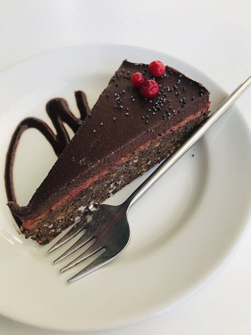 vegan chocolate cake   at bistro ZDRAVO in Sarajevo