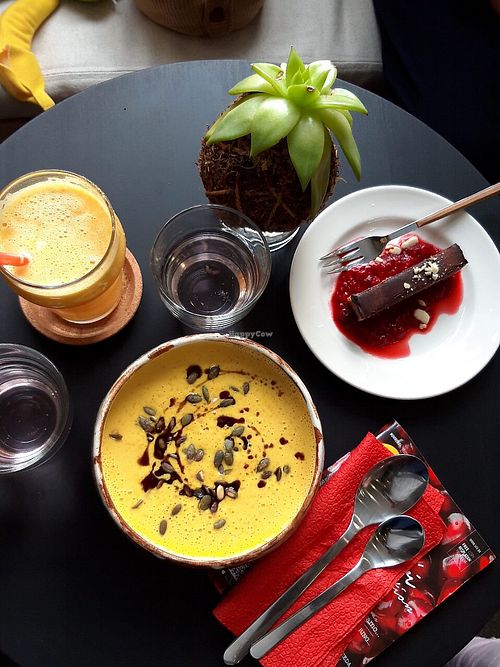 Pumpkin soup at bistro ZDRAVO in Sarajevo