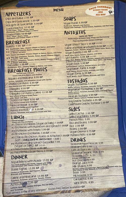 Outdoor menu for to-go orders  at Borreguitas in Pomona