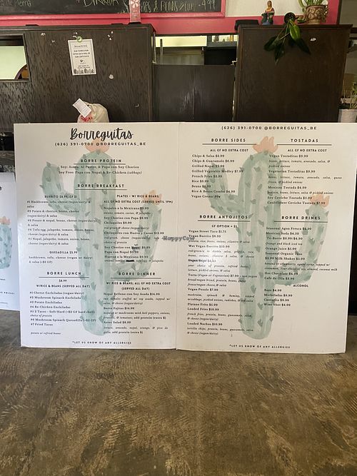 Full Menu with Takeaway Orders in the Background  at Borreguitas in Pomona