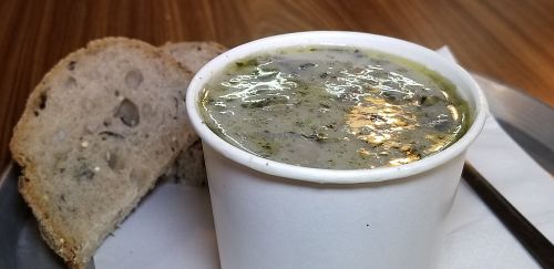 Classic mushroom soup at I'm Here Because of my Wife - Ani Po Biglal Ishti - אני פה בגלל אשתי in Jerusalem