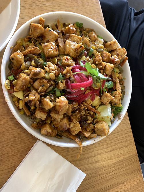 Ranchero fiesta bowl with glazed tempeh   at Veggie Grill by Next Level in El Segundo