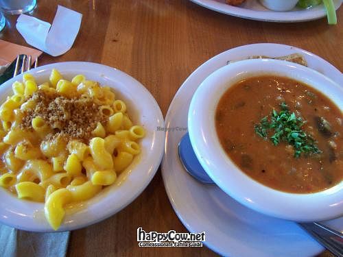 Mac and Cheese and the daily soup (gumbo) at Veggie Grill by Next Level in El Segundo