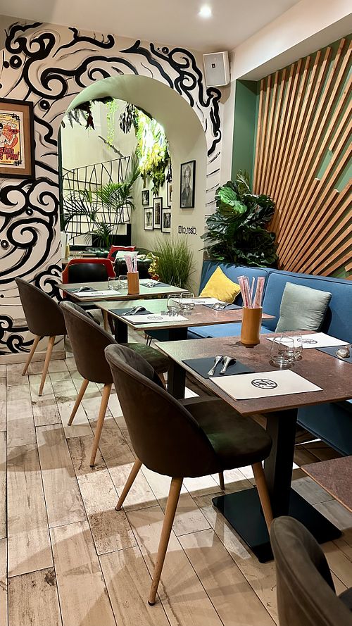 Street level, at the back, across from bar  at Tô! in Nice