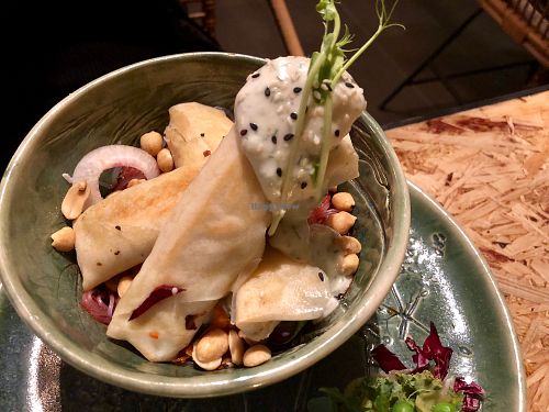 dumplings on glass noodles at Botanica in Magdeburg