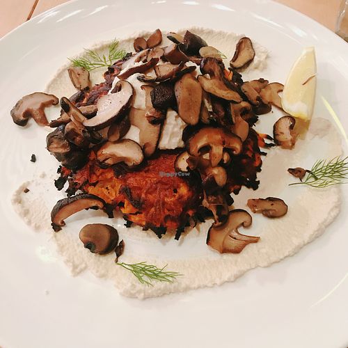 Sweet Potato Rosti with Cashew Cream and Mushrooms at The Energy Kitchen in Bandar Seri Begawan