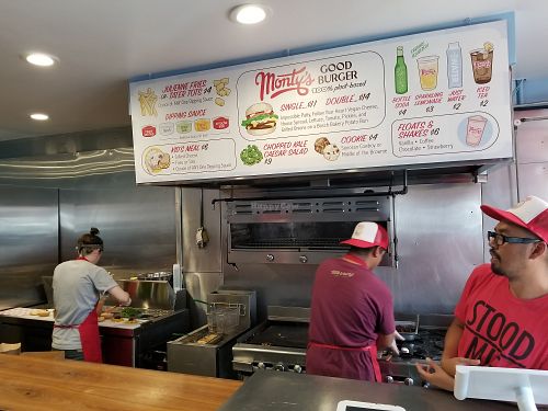 The kitchen at Monty's Good Burger - Koreatown in Los Angeles