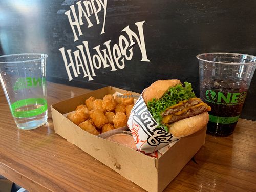 vegan burger at Monty's Good Burger - Koreatown in Los Angeles