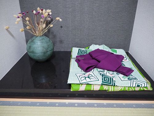 Lovely yukatas in out room at Vegan Minshuku Sanbiki Neko in Kyoto