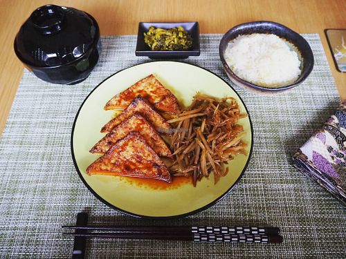 Breakfast at Vegan Minshuku Sanbiki Neko in Kyoto