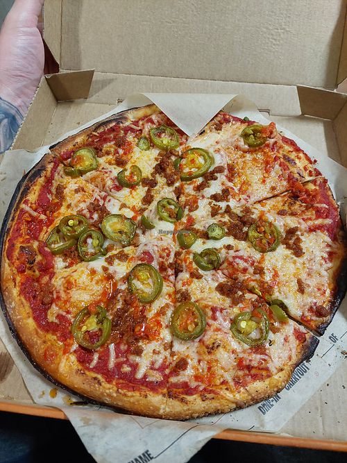 Spicy chorizo, jalapeños, chili oil at Blaze Pizza - Coronado Center  in Albuquerque
