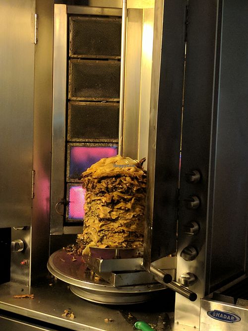 Vegan schwarma roasting  at Sultana in Tel Aviv