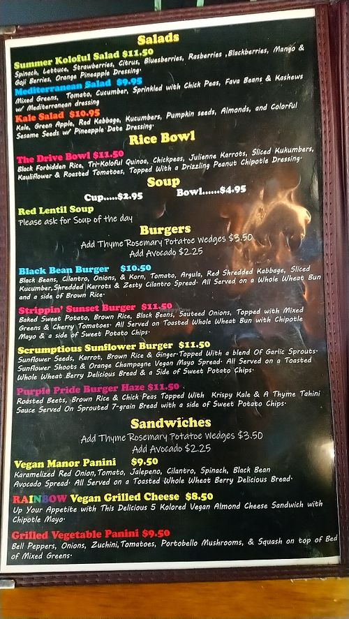 Menu 2/3 at Green Kafé in Wilton Manors