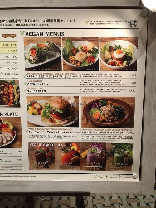 Vegan menu at Mr. Farmer - Midtown Hibiya in Tokyo