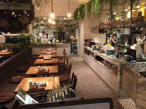 Seating and open kitchen at Mr. Farmer - Midtown Hibiya in Tokyo