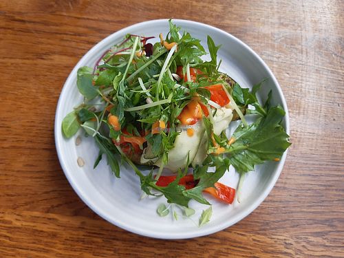 Starter without the bean puree as they had ran out. The staff did check I still wanted it first. at The Cosy Club in Liverpool