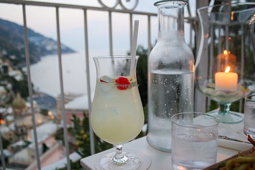 limoncello spritz on the bar terrace at Il Tridente in Positano