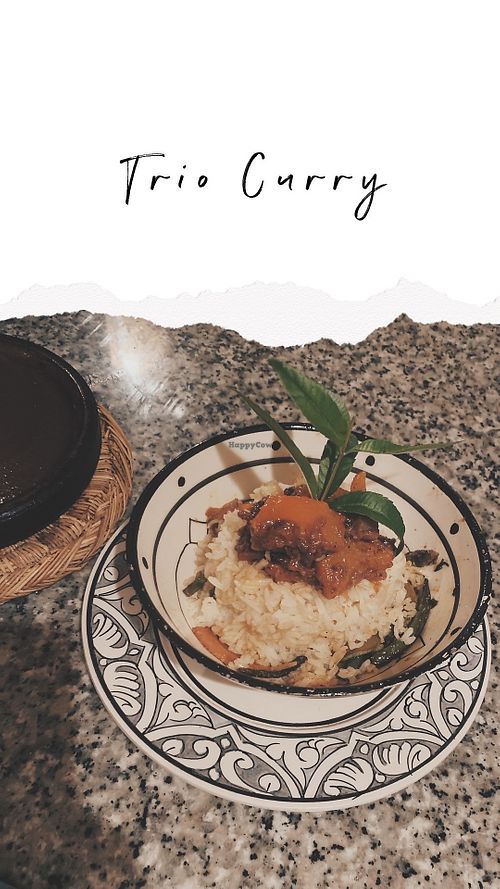 Fully Vegan Saffron curry with Basmati rice at Kameleon in Essaouira