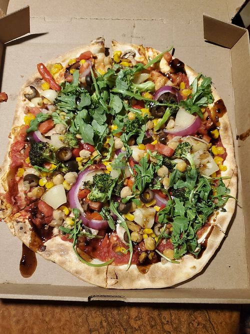 Arugala & Fig Sauce added after baked at Mod Pizza - E Elliot in Tempe