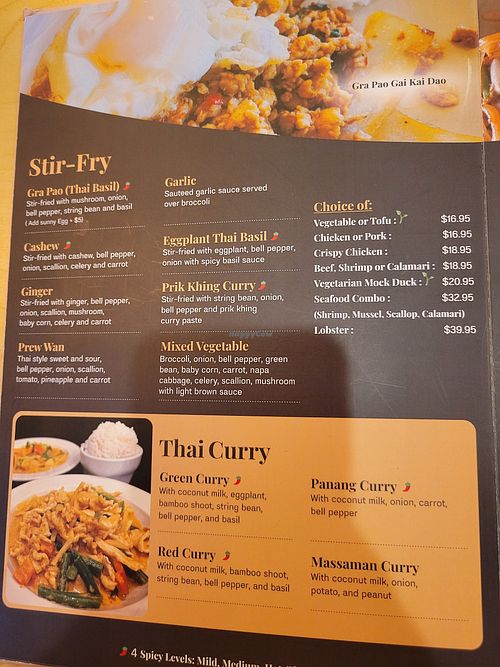 Vegan options have green leaf at Bangkok Bistro in Manalapan